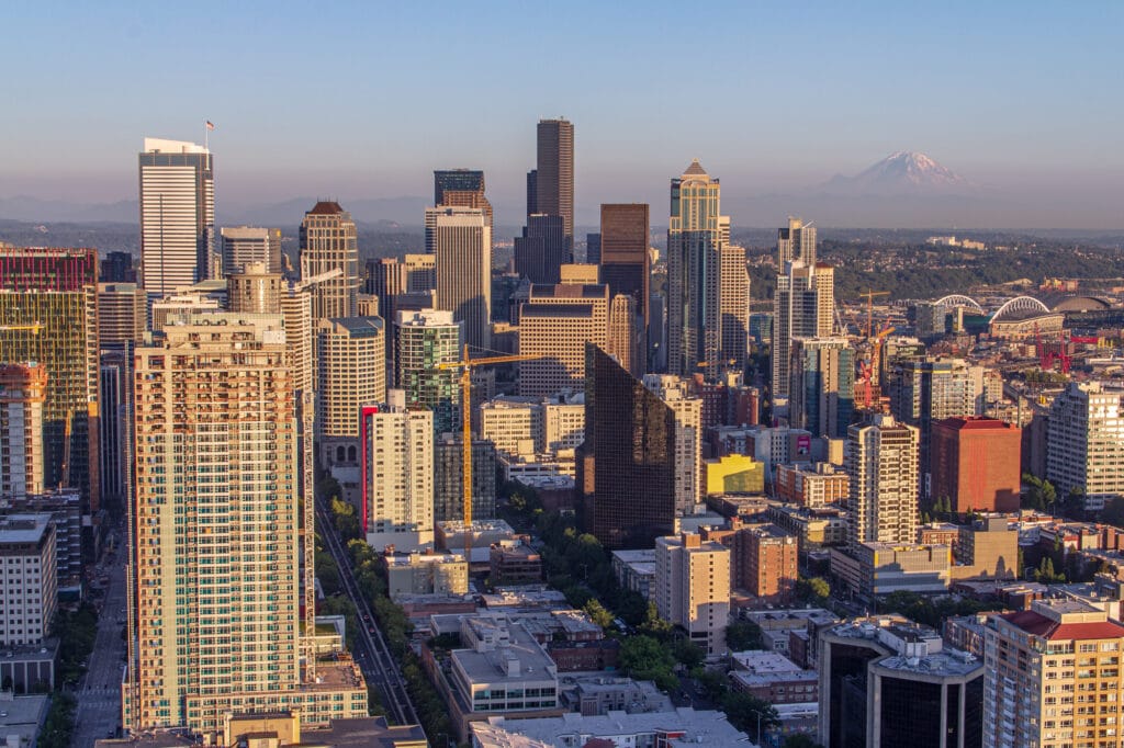 Seattle Skyline and Mount Rainier from the Space Needle