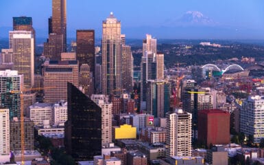 Downtown Seattle from the space needle.