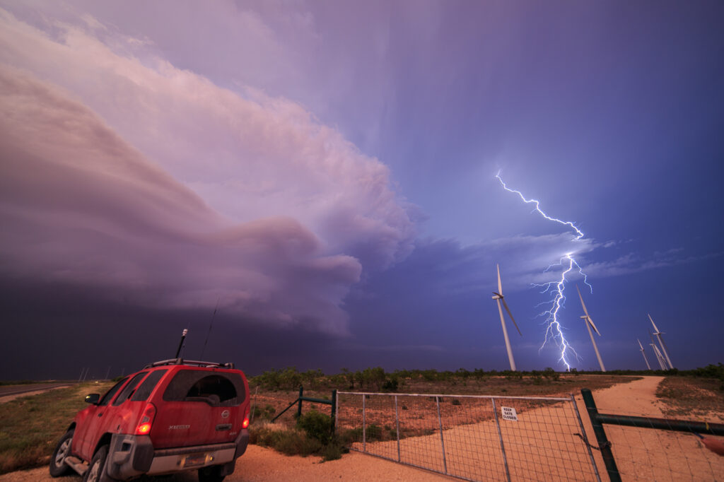 Lightning and JR's car