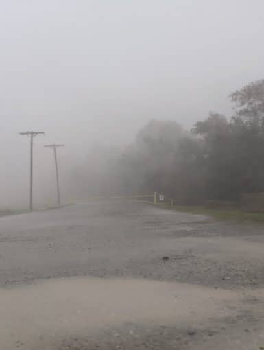 Hurricane Delta as it comes ashore from Jennings, Louisiana