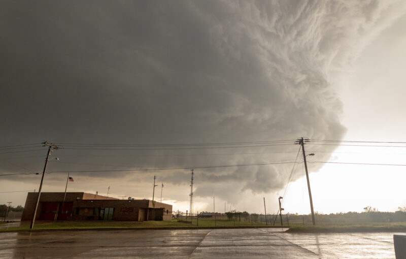 Storm crosses I-240 near Anderson Road. OKC Fire station 28 in foreground