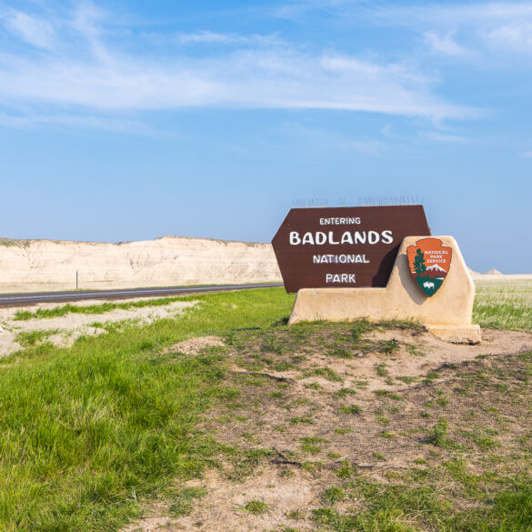 The Entering Badlands National Park sign on SD44