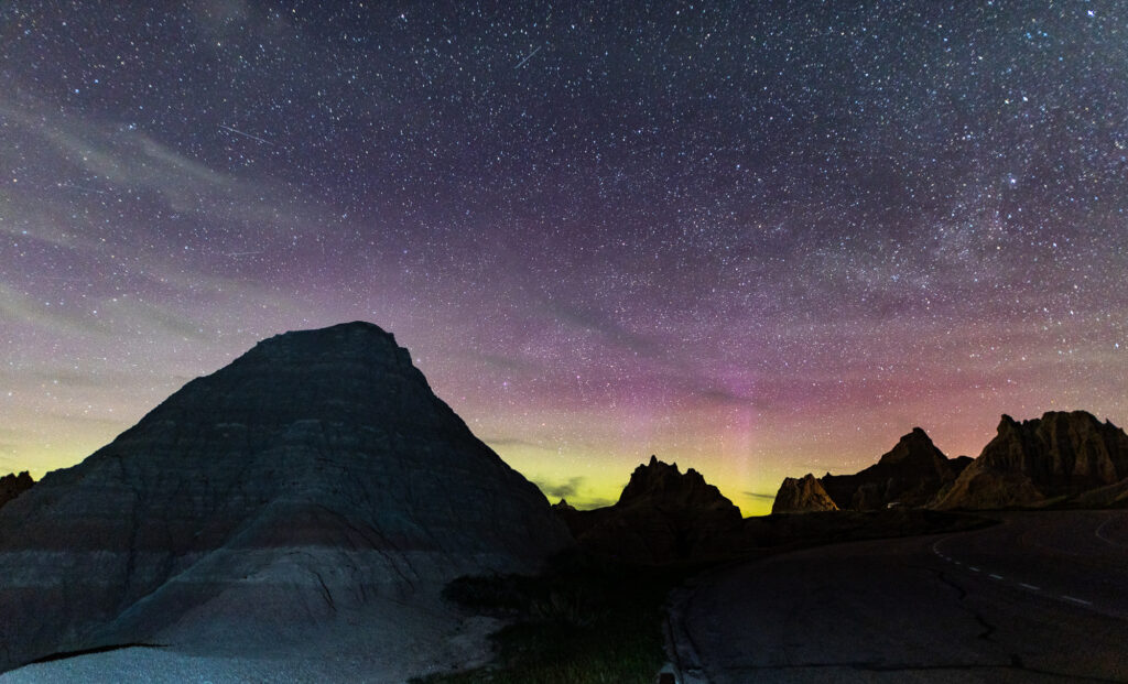 Glow on the horizon in Badlands