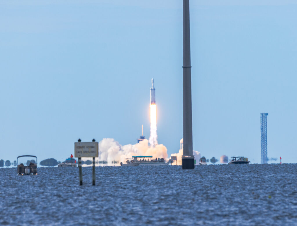 Falcon Heavy liftoff from LC39A at Kennedy Space Center
